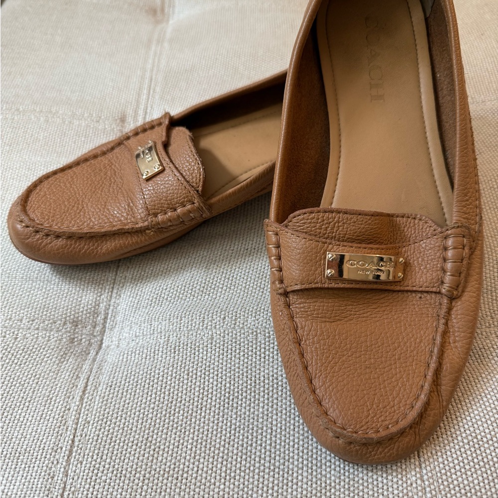 Coach Tan Leather Slip-On Shoes
